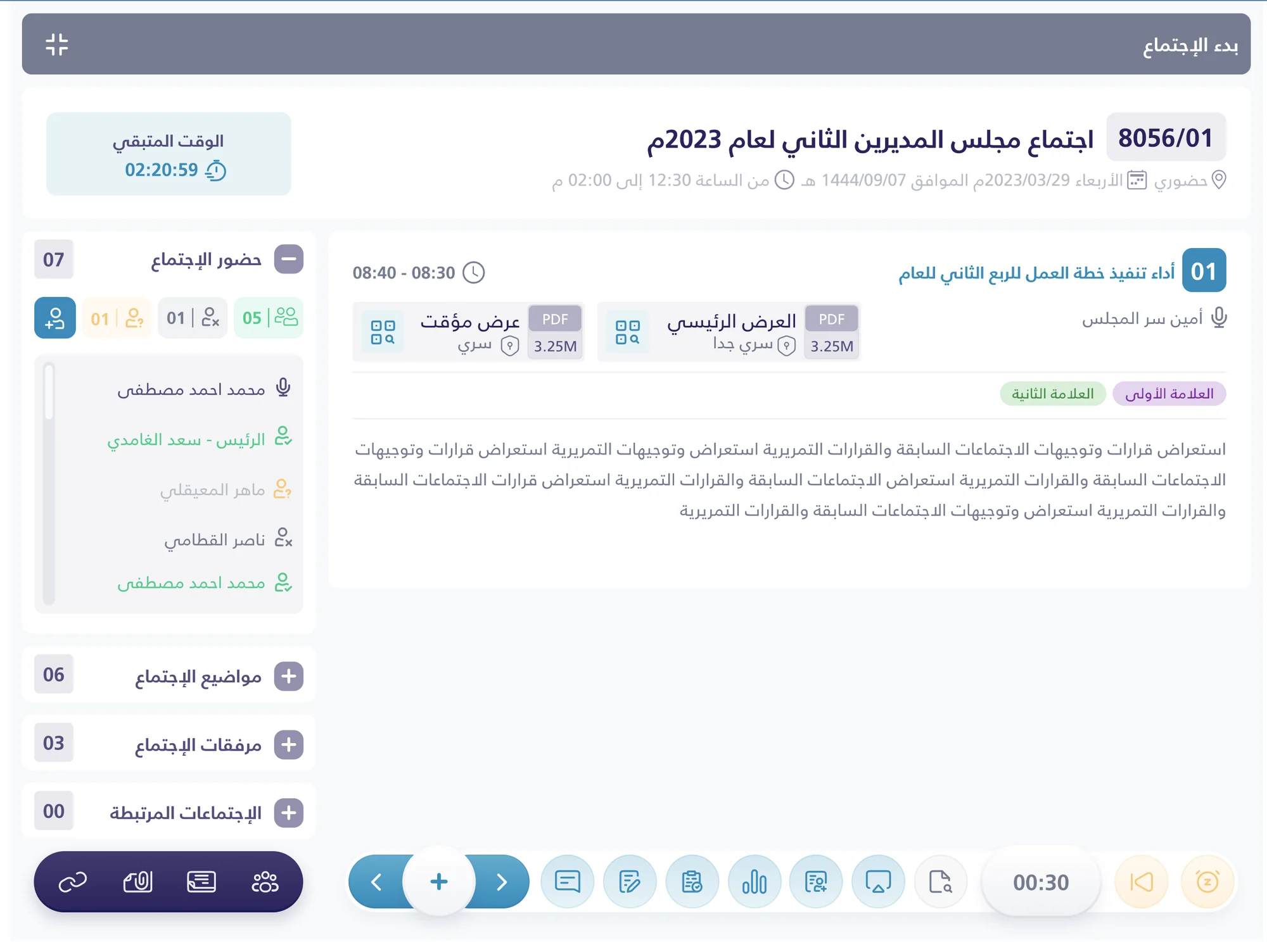 Board Management System: Ongoing meeting
